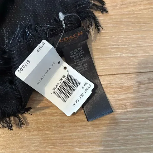 NWT‎ Coach vintage black monogram sparkly scarf 107x107 - Picture 3 of 7